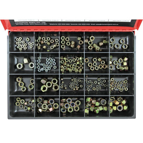 248-piece Champion Master Kit of nylon insert self-locking nuts, featuring corrosion-resistant zinc plating for reliable fastening.