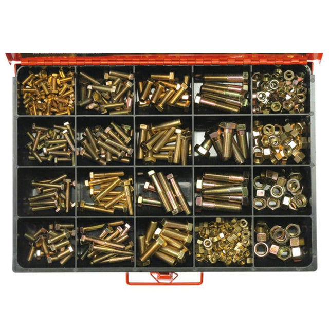 Champion Master Kit with 365 high-tensile GR5 bolts, set screws, and nuts in various sizes, ideal for all fastening needs.