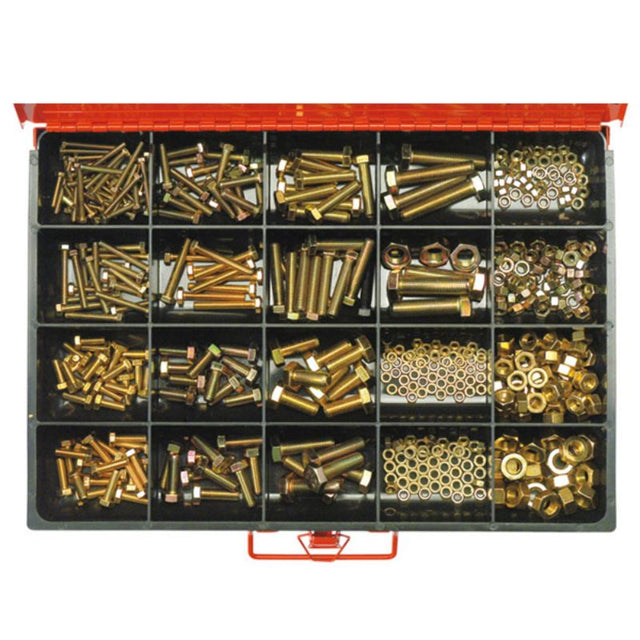 Comprehensive 480pc Metric Bolt, Set Screw & Nut Assortment with zinc plating for corrosion resistance, ideal for various projects.