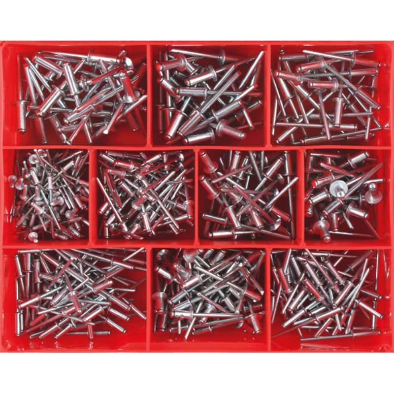 Champion 505pc Aluminium Blind Rivet Assortment featuring 10 sizes for versatile fastening in various projects.