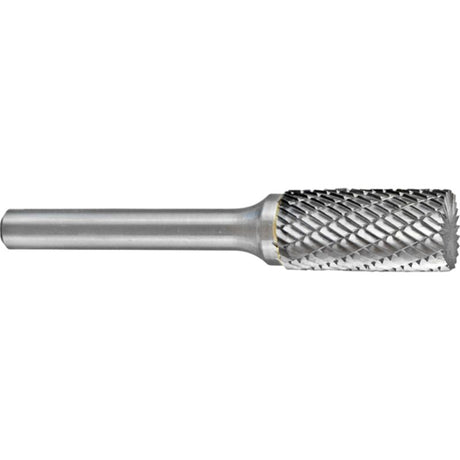 Carbide burr featuring a 1/4" head, 5/8" flute, designed for efficient deburring and shaping metals with a smooth finish.