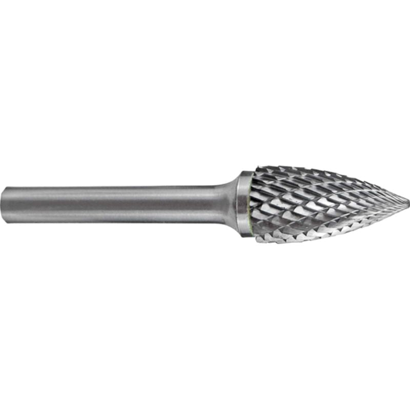 Holemaker Carbide Burr with a 1/2" head, pointed end design for precision detailing in metal, wood, and composites.