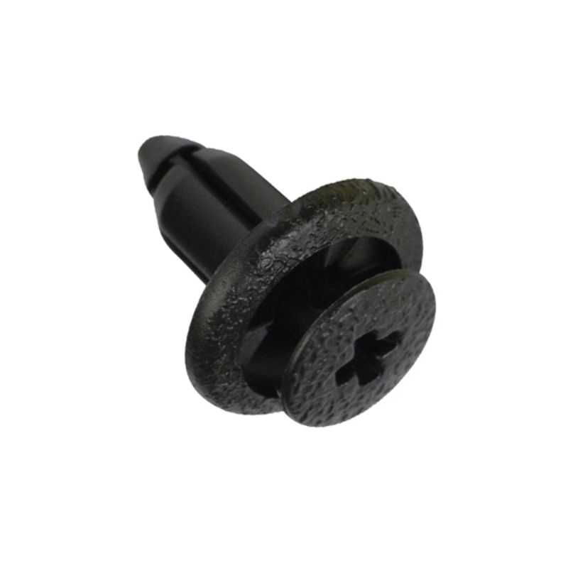 Black Champion Push Rivet 14mm head, 14mm length, 50-pack, ideal for automotive and assembly, easy snap-in installation.