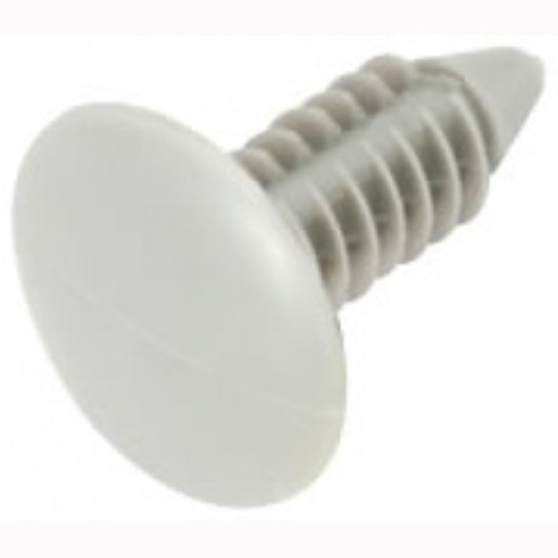 White Champion Xmas Tree Clips, 17mm head, 20mm base, pack of 50, perfect for securing ornaments and lights on trees.