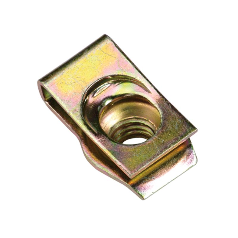 Short Captive Nut M8 x 1.25mm - 2pk: durable fasteners designed to prevent loss during installation for various projects.