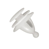 White Champion Door Trim Clips in a 5-pack, 13mm head diameter and 14mm length, for secure automotive interior maintenance.