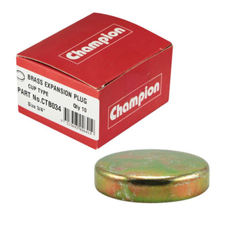 Champion 35mm Brass Cup Plug - 10 pack, durable and corrosion-resistant plugs for sealing fixtures and drainage systems.