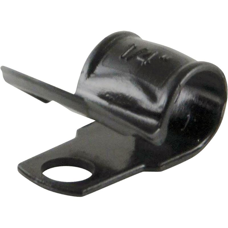 Black ISL Nylon 'P' Cable Clamp 19mm, pack of 100, designed for secure cable management in various industries.