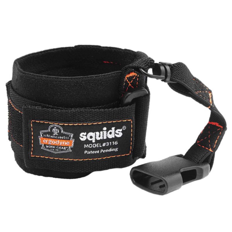 Durable black pull-on wrist lanyard with buckle, supporting tools up to 1.4kg; enhances safety and efficiency on the job.