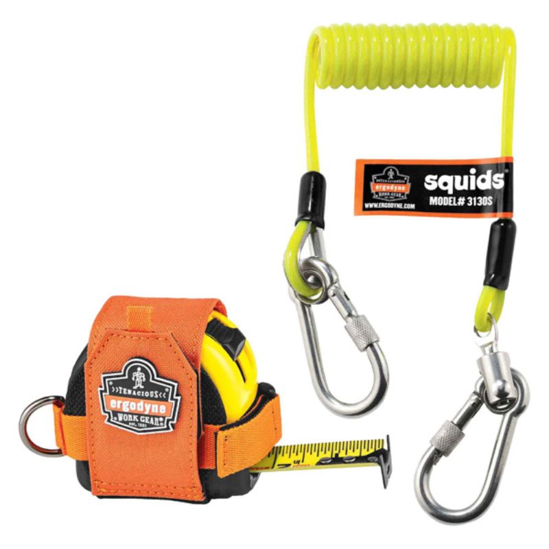 Squids Tape Measure Tethering Kit with lanyard and trap for secure tape measure access in demanding work environments.