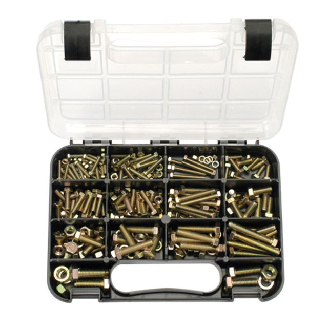 Champion GJ Grab Kit with 236 high-tensile metric bolts and nuts, 14 sizes (4mm-10mm), zinc passivated for durability.