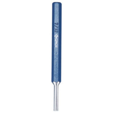 Groz Pin Punch 7/32" (5.5mm) x 138, a durable carbon steel tool with hexagonal shank for precision and grip in various applications.