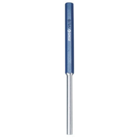 Groz Pin Punch 5/16 inch (8mm) x 200mm, a heavy-duty carbon steel tool for precision pin alignment and removal tasks.