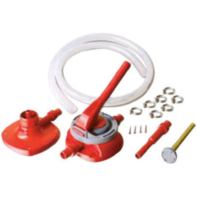 Hand-operated Groz diaphragm/bilge pump kit, ideal for versatile liquid transfer with 16.6LPM flow rate and easy installation.