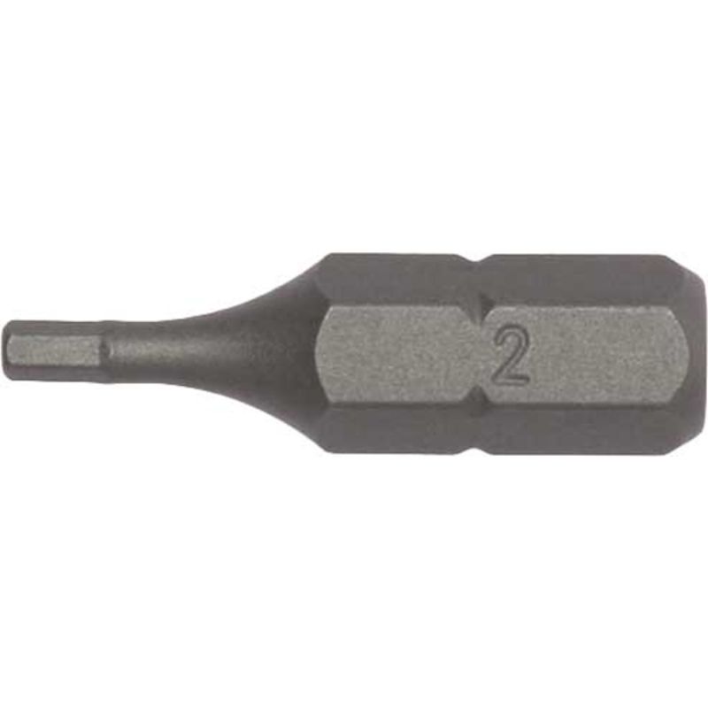 Set of three durable 3mm hex bits with 1/4 inch shank, 25mm length, perfect for precise applications in tight spaces.