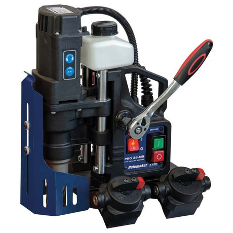 Holemaker PRO35 Magnetic Base Drill, 920W, 350RPM; boasts a swivel magnet, durable design, and coolant system for efficient drilling.