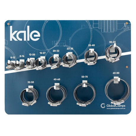 Kale 102pc Wall Merchandiser displaying versatile slots for 8-80mm products, certified for quality and sustainability.