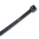 Black UV-resistant nylon cable ties, 200 x 2.5mm, pack of 100, suitable for indoor/outdoor cable organization and bundling.