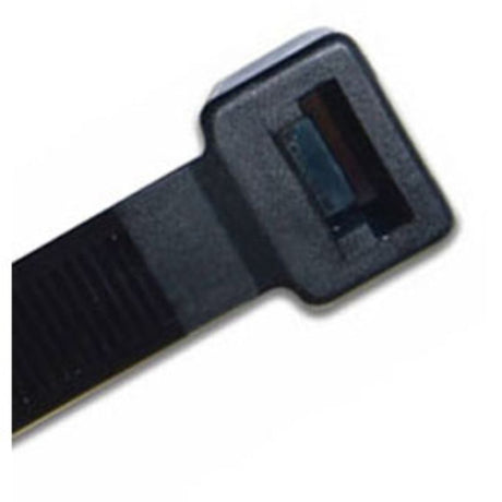 Black UV Nylon Cable Ties, 300 x 7.6mm, 100pk, durable, weather-resistant, 54.4kg tensile strength, ideal for bundling cables.