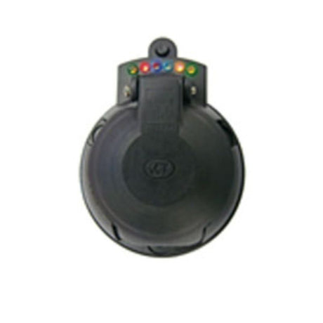 KT LED 7-Pin Large Round Trailer Socket with LED Circuit Tester and on/off switch for reliable trailer connections.