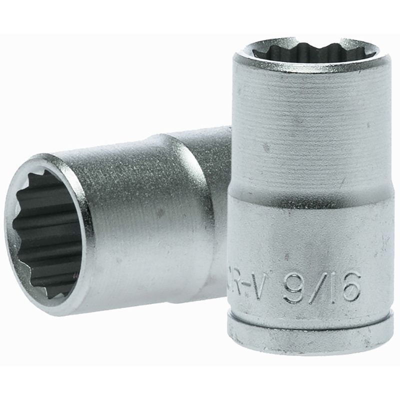 Teng 1/2in drive socket 9/16in 12 point, crafted from chrome vanadium steel, provides superior grip and durability for various repairs.