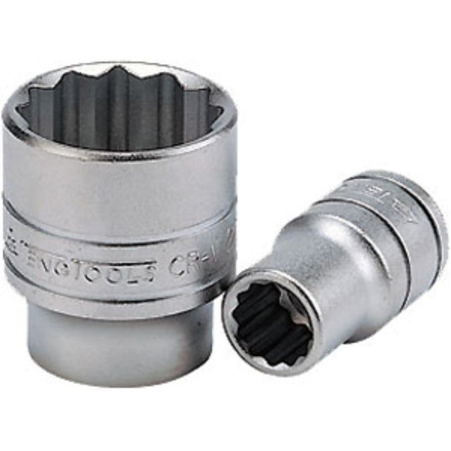 Teng 1/2in drive 11mm 12-point socket made of chrome vanadium steel for durability and precision in automotive and DIY tasks.