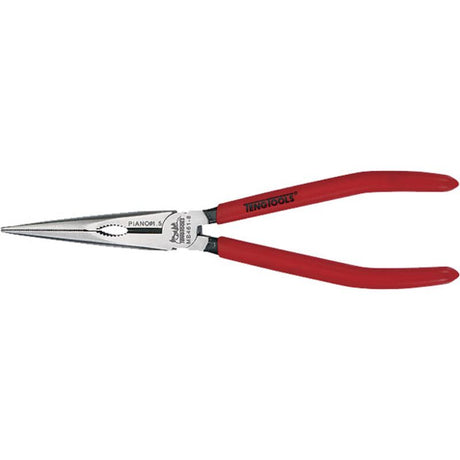 Teng MB 5in Long Nose Plier with 45-degree bent jaw, chrome molybdenum steel, ergonomic handles, ideal for precise tasks.