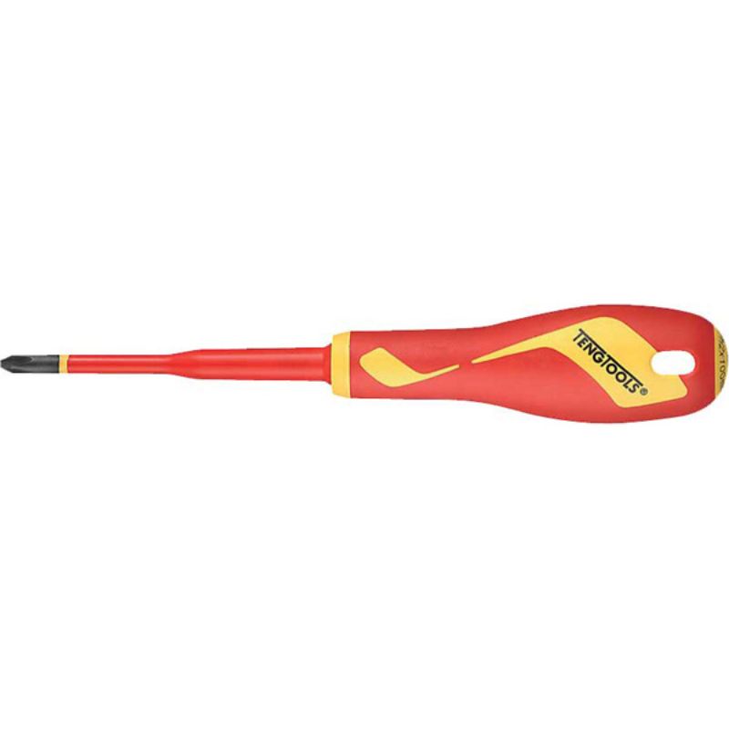 Teng MD 1000V VDE Screwdriver PH2 x 100mm, insulated, ergonomic, durable steel, ideal for safe electrical tasks.