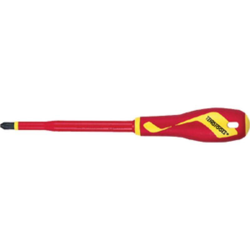 Insulated Teng MD 1000V VDE Screwdriver PZ#1 with 80mm blade, ergonomic handle, and compliant for high-voltage tasks.