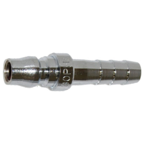 Chrome-plated 1/2in Plug Hose Coupler with anti-corrosion, 15kgf/cm working pressure, and automatic shut-off valve.