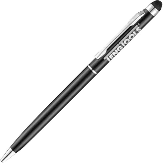 Sleek black Teng Ballpoint + Screen Pen, 2-in-1 tool for writing and touchscreen navigation, ideal for students and professionals.