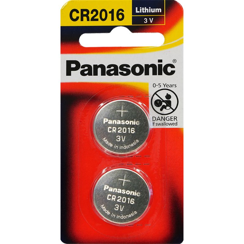 Panasonic 3V Lithium Coin Cell Battery pack (2) for watches, calculators, key fobs; reliable, long-lasting power source.