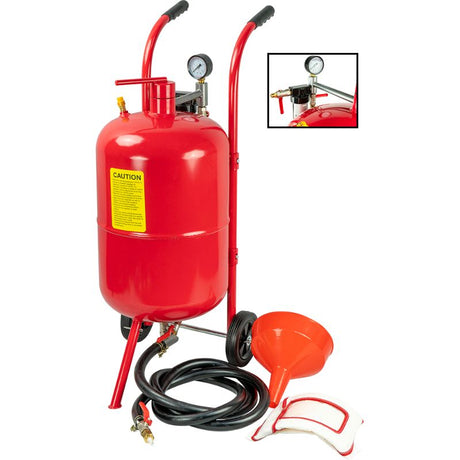 ProEquip 10 Gallon Pressurised Sand Blaster for efficient rust, paint, and dirt removal; includes safety mask and four nozzle tips.