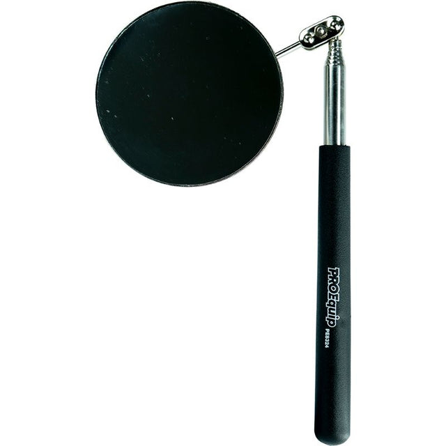 ProEquip Telescopic Inspection Mirror with 3-1/4in diameter, adjustable from 273mm to 749mm for clear views in tight spaces.