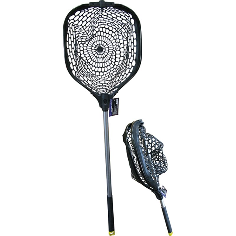 TacklePro TPR Soft Rubber Landing Net with adjustable handle, 500mm x 400mm net, ideal for catch and release fishing.