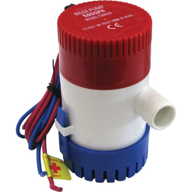 ProMarine 12V Non-Automatic Sump/Bilge Pump, 500 GPH, compact design, easy maintenance, ideal for boats.