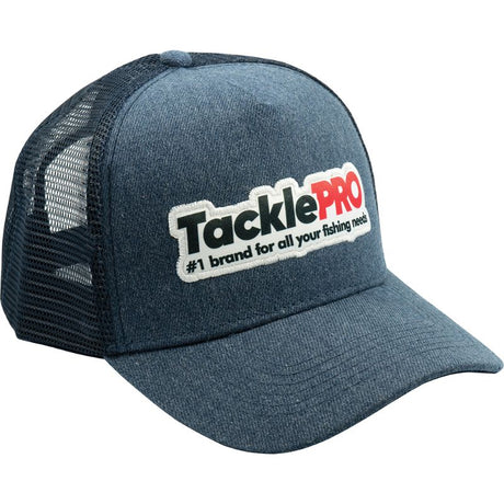 TacklePro Mesh Cap with logo, featuring breathable mesh back for comfort, ideal for fishing and outdoor activities.