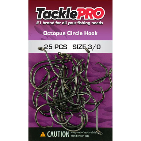 TacklePro Octopus Circle Hook 3/0 pack of 25, designed for effective fishing and humane catch-and-release.