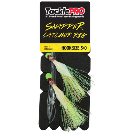 TacklePro Snapper Catcher yellow fishing rig 5/0 with 40lb trace, ideal for attracting snapper in saltwater and freshwater.