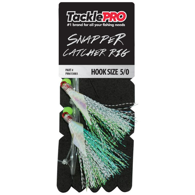 TacklePro Snapper Catcher Silver 5/0 fishing rig with durable 40lb trace and strong hook for snapper fishing success.