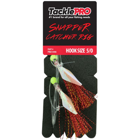 TacklePro Snapper Catcher Red - 5/0 fishing rig, robust 5/0 hook, 40lb trace capacity, designed for catching big snapper.