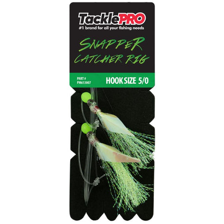 TacklePro Snapper Catcher Green - 5/0 fishing rig with vibrant green color, 5/0 hook, 40lb trace capacity for durability.