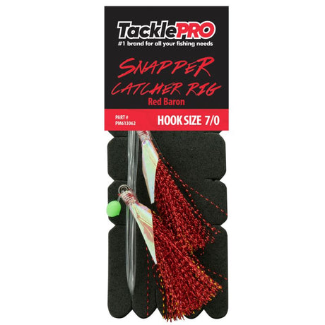 TacklePro Snapper Catcher Red - 7/0 fishing rig with vibrant color, 7/0 hook, and 40lb trace capacity for effective angling.