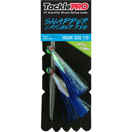 TacklePro Snapper Catcher - Blue & Lumo rig with 7/0 hook size and 40lb trace, designed for snapper fishing in NZ.