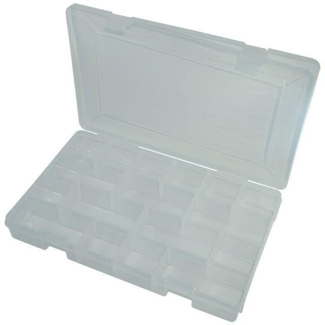 TacklePro Universal Storage Box with adjustable partitions for organized fishing tackle, made from durable polypropylene.