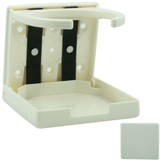 ProMarine Drink Holder in white, 100mm size, durable, waterproof, folds to 25mm, perfect for boats, RVs, and outdoor use.