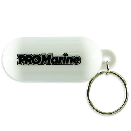 White ProMarine Floating Key Chain designed for water enthusiasts, prevents lost keys while boating, fishing, or at the beach.