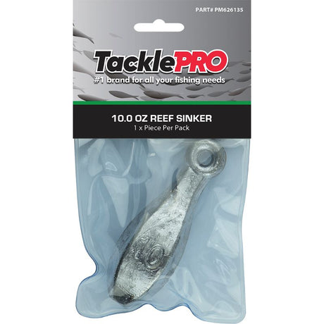 TacklePro Reef Sinker 10.0oz, durable lead sinker designed for deep-sea fishing, ensures stability and accuracy for anglers.