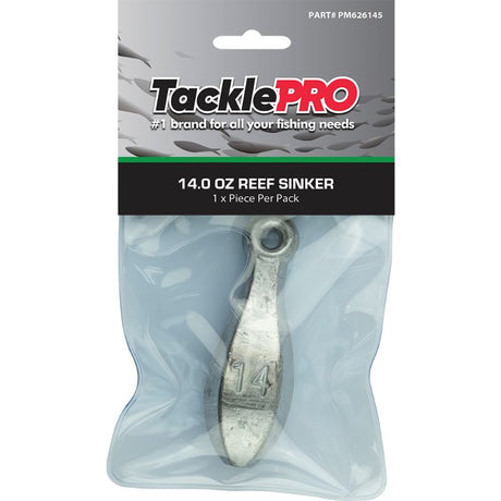 TacklePro Reef Sinker 14.0oz, durable lead sinker for effective bottom fishing in saltwater, designed for all anglers.