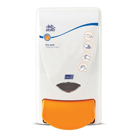 Deb Stoko Protect 1L Dispenser for efficient hand hygiene, compatible with 1L cartridges, ideal for workplaces.